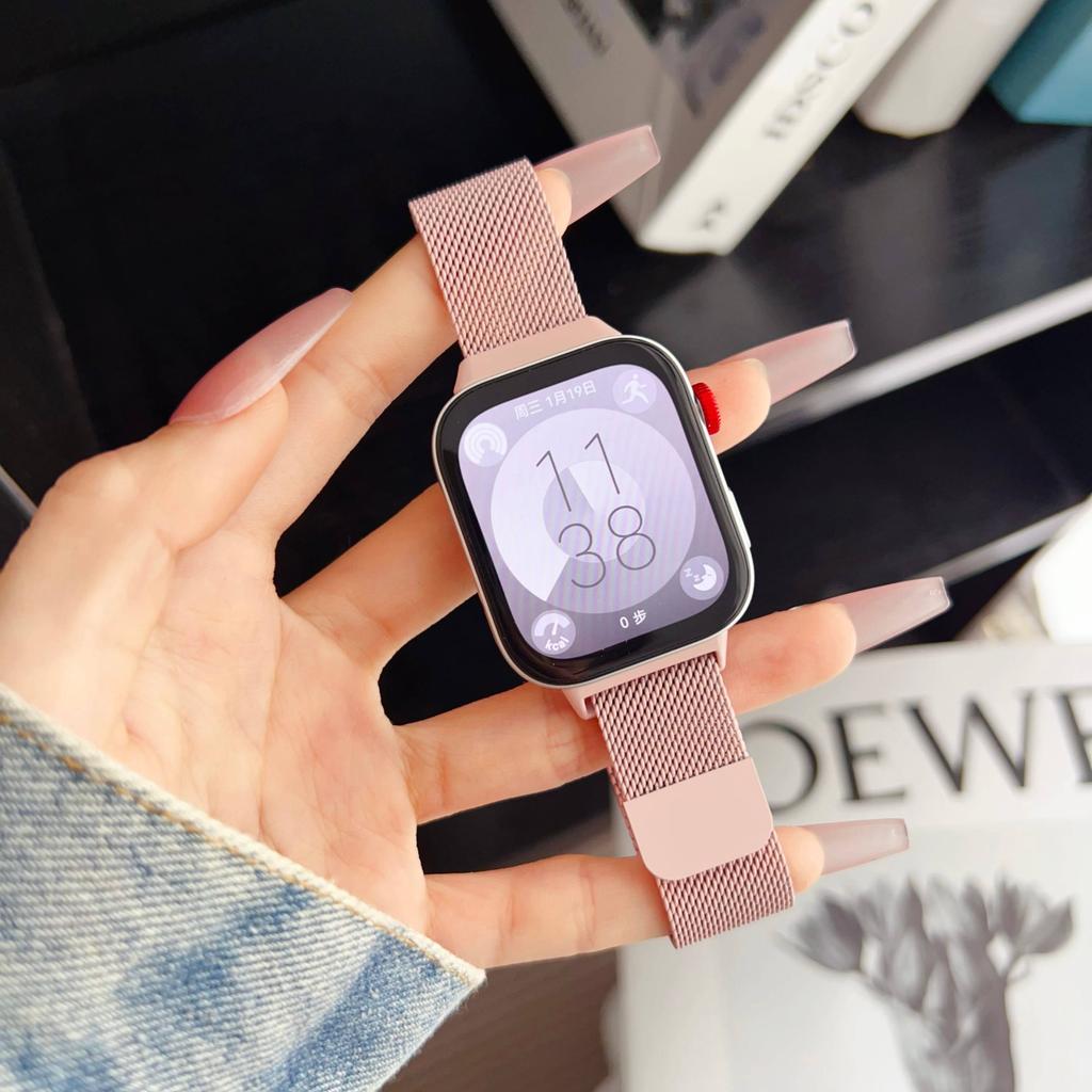 Milánský magnetický řemínek s přezkou pro Huawei Watch Fit4 Pro náramek s poutkem na zápěstí pro Huawei Fit3 nerezový pásek