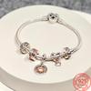 Classic 925 Silver Rose Gold Heart&Ball&Lucky Bead Charm Fit Bracelet DIY Jewelry