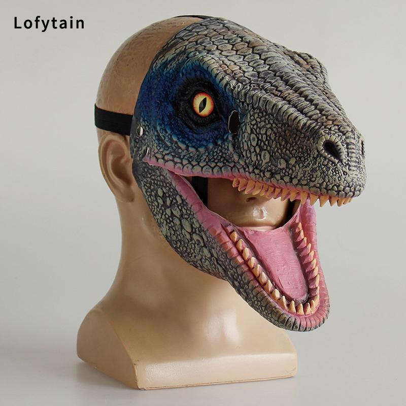 Child Horror Dinosaur Headgear Maks Cosplay Kids Scary Dragon Moveable Open Mouth Latex Mask Halloween Party Costume Props