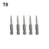Efficient Hex Shank Fivepoint Magnetic Torx Screwdriver Bits 5PCS Package