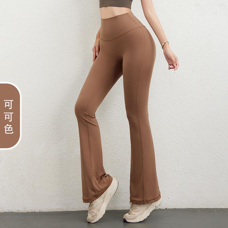 Yoga Pants Nude Flared Pants Hip Lift High Waist Pocket Sports Fitness Pants Sports Fitness Trousers Leggings Outer Wear