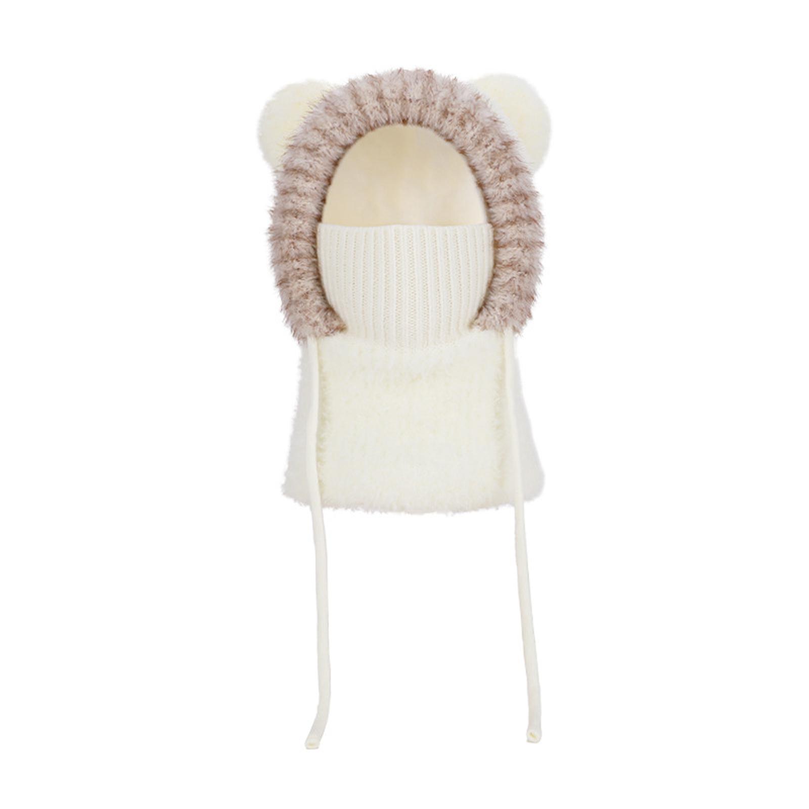 

Children s Plush Warm Ear Pullover Hat With Plush Mask And Neck One Size белый