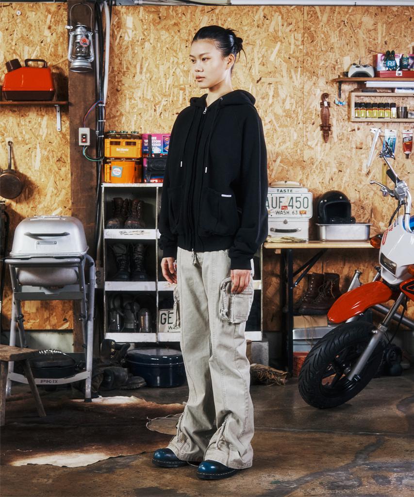 Thevinylhouse Stitch Hoodie Zip-Up Black