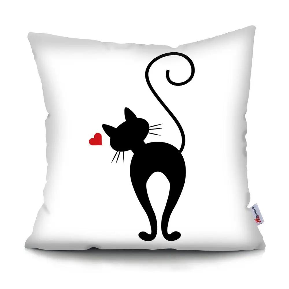 

Black Cat Cushion Cover Pet Sofa Bedroom Decoration Pillowcase Pattern Case 16x16Inch