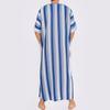 Men Middle East Jubba Thobe Saudi Arabic Striped Robe Islamic Muslim Clothing