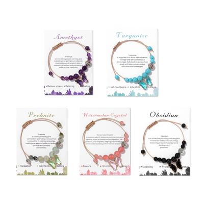 Bracciale Pendente Farfalla Fatto a Mano Cordino Intrecciato Catena da Mano Regolabile Braccialetto con Cordino Pietra Naturale Bracciali Gioielli da Festa