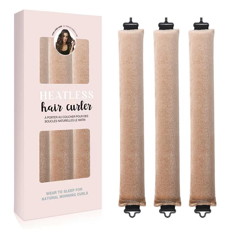 Exclusive 3-Piece No-Heat Curling Iron Set - U-Shaped Sleep Waves In Color Box Packaging