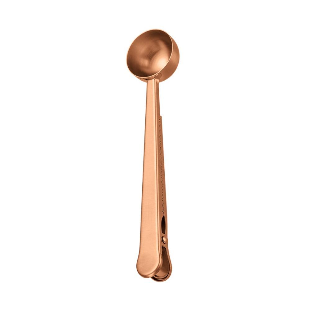 1pcs With Sealing Clip Measuring Spoon Stainless Steel Long Handle Spoon Portable Coffee Spoon  Home