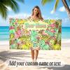 Dinosaur Theme Quick Dry Beach Towel Custom Name Text Print Large Sand Resistant Towel Beach Vacation