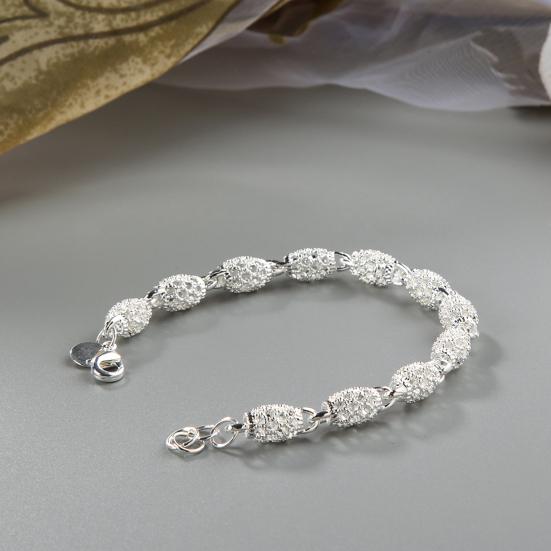 Bracelet Elegant Anti-rust Women Silver Plated Hollow Ball Bangle Chain for Travel