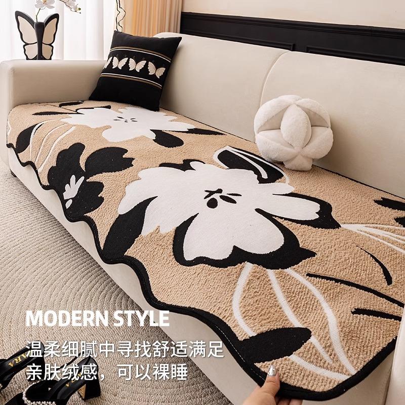 New Chinese-Style Special-Shaped Sofa Cushion  New Autumn And Winter One-Piece Retro Plush Seat Cushion Sofa Cover Towel