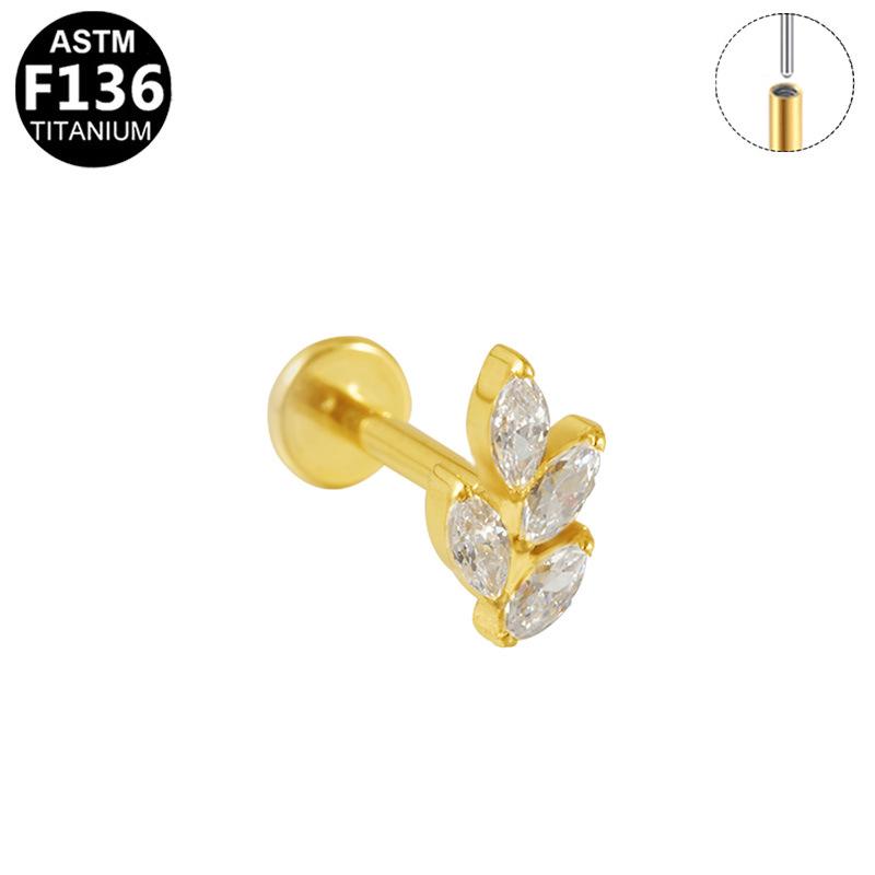 Korean-European F136 Titanium Zircon Pendant Lip and Ear Bone Stud Earrings, G23 Titanium Cool Style.