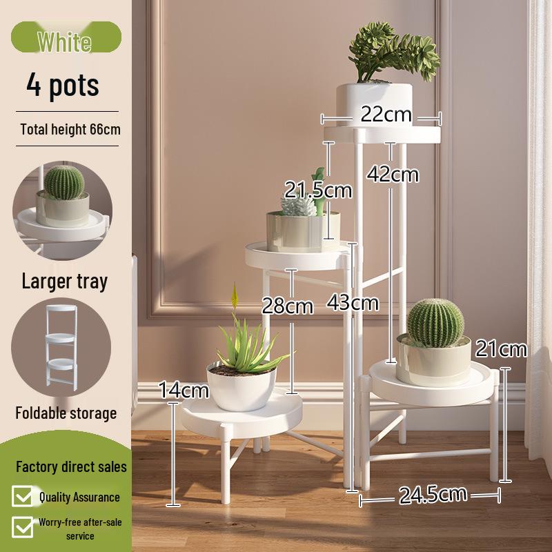 Compact Wrought Iron Flower Stand: Indoor/Outdoor Floor-Standing Plant Holder