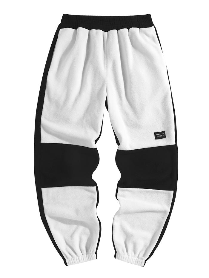 

ZAFUL Мужские повседневные брюки из флиса с цветными блоками и эластичной талией L белый