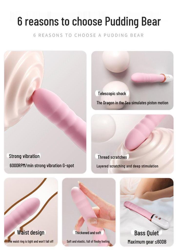 Pudding Bear Vibrator: Powerful Telescopic Sex Toy for Female Orgasm