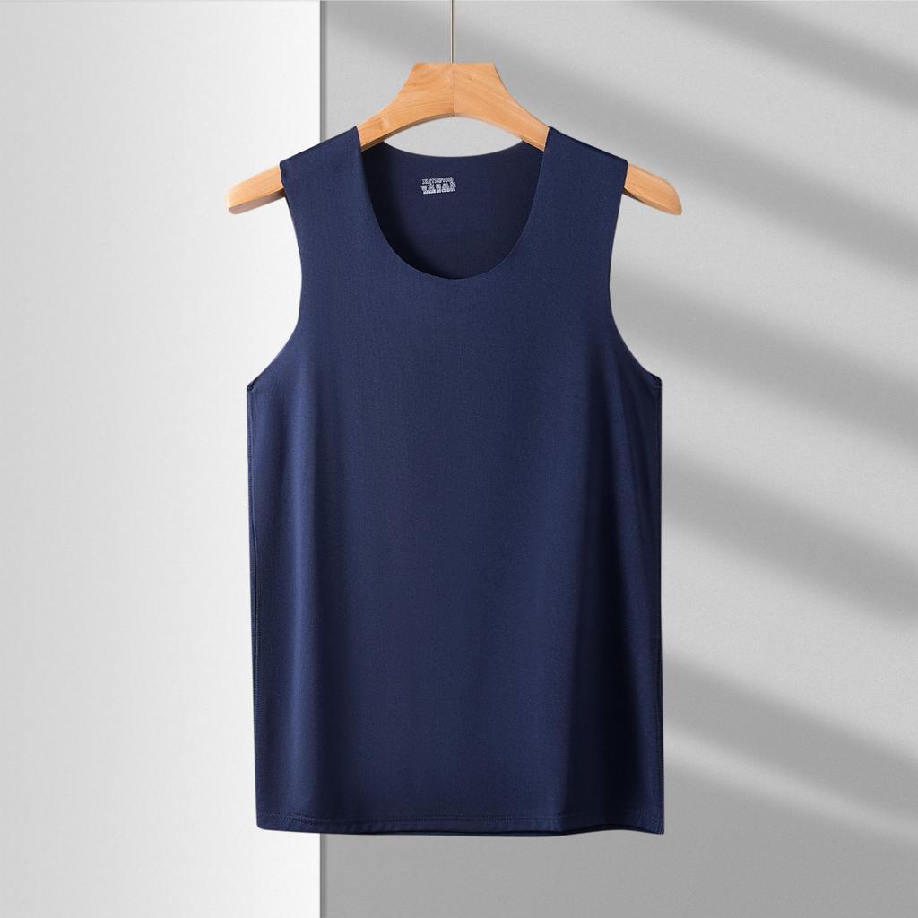 Men's seamless vest sleeveless version V-neck ice silk tight sports hurdles super elastic summer slim fit handsome