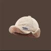 Fleece-lined, warm, and ear-protecting baseball cap for women, featuring letter embroidery and corduroy fabric, designed for cold weather