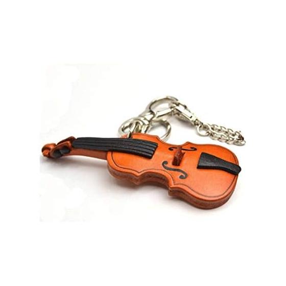 Violin Musical Instrument Genuine Leather Bag Charm VANCA CRAFT Leather Story (Handmade in Japan)