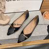 Fashion Flats Shoes Women Pointed Toe Soft Leather Black Beige Lady Fashion Flats Round Buckle Flat Sole Large Size 42 43 Loafers
