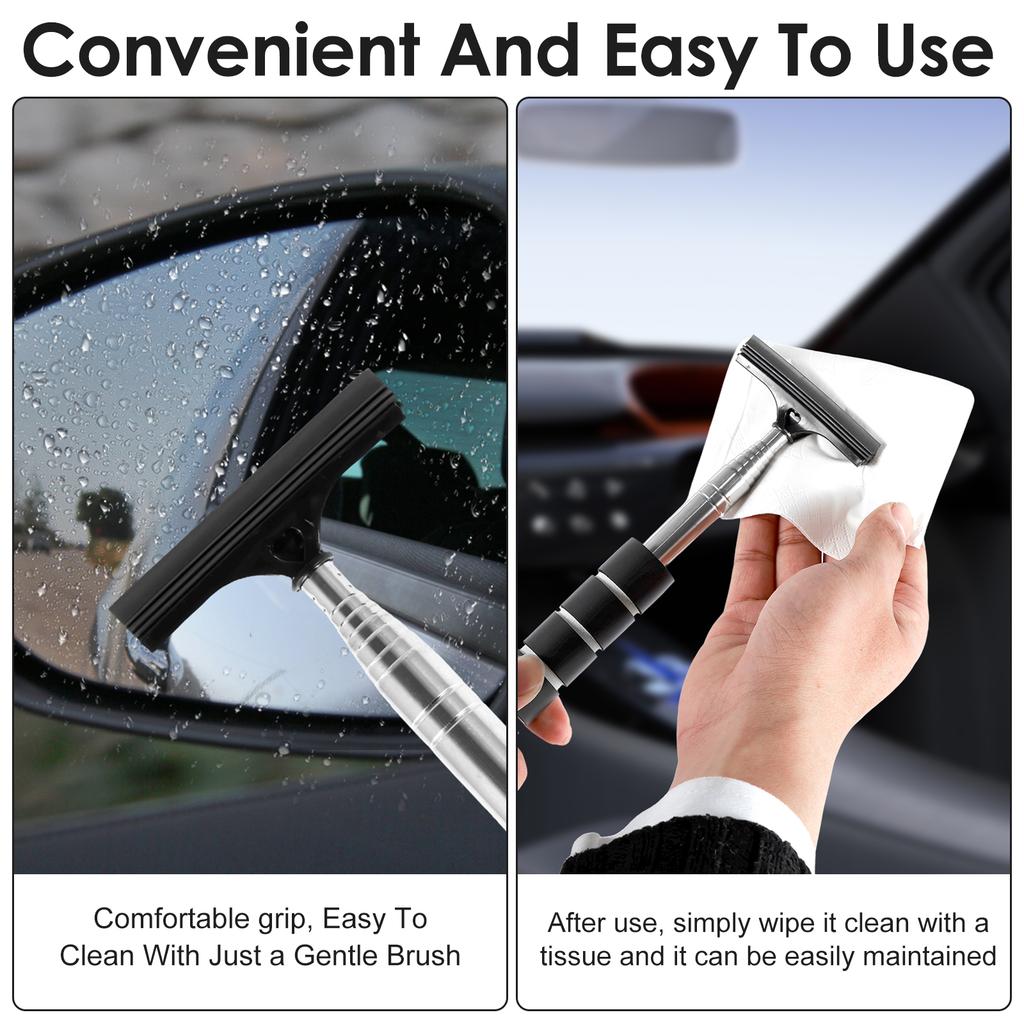 1/3PCS Car Side Mirror Squeegee Telescopic Car Mirror Squeegee Multifunctional Car Rearview Mirror Wiper 38.5Inch Car Windshield