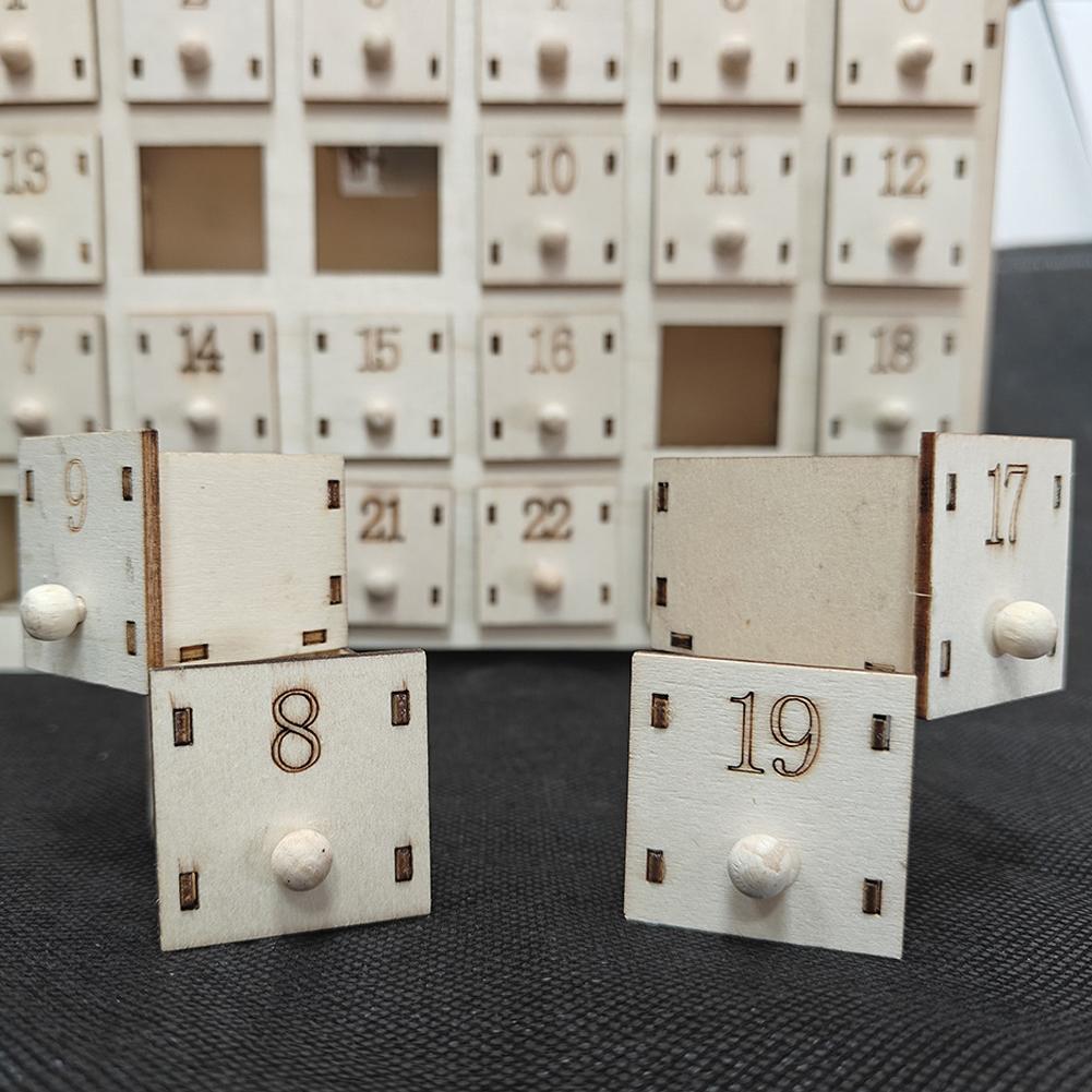 Christmas Countdown Storage Box 24 Day Wooden Advent Calendar Decorated Lighted Countdown to Christmas Calendar, Storage Drawer