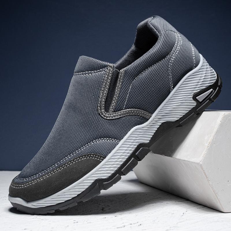 Men's Shoes New Casual Shoes Middle-Aged and Elderly Outdoor Shoes round Head Breathable Sneaker Men's One Pedal