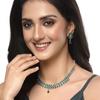 Oxidised  Pear Shaped American Diamond Studded Necklace Earrings Jewellery Set for Girls and Women
