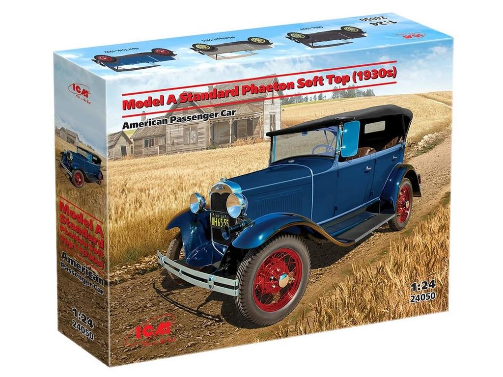 ICM Scale Ford Model A Phaeton Soft Top Plastic Model Kit 24050 1/24 (1930s)