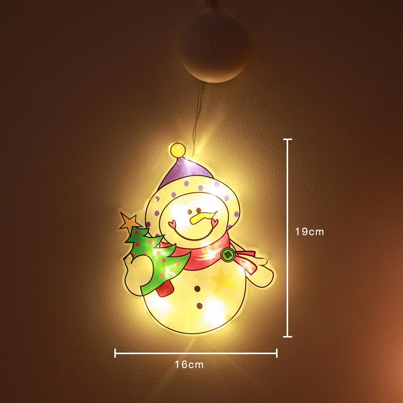 MAITA LED Luci a ventosa Babbo Natale Pupazzo di neve Luci da appendere alla finestra Luci decorative per l'albero di Natale