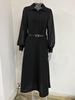 French Elegant Black Mesh Long Sleeve Waist-Cinching Slim Dress for Women