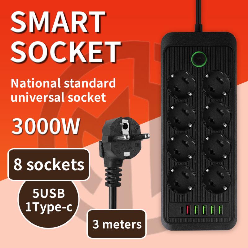 European Standard 16A Power Strip with Two-Pin Socket for Russian, German, Korean, and Austrian Use