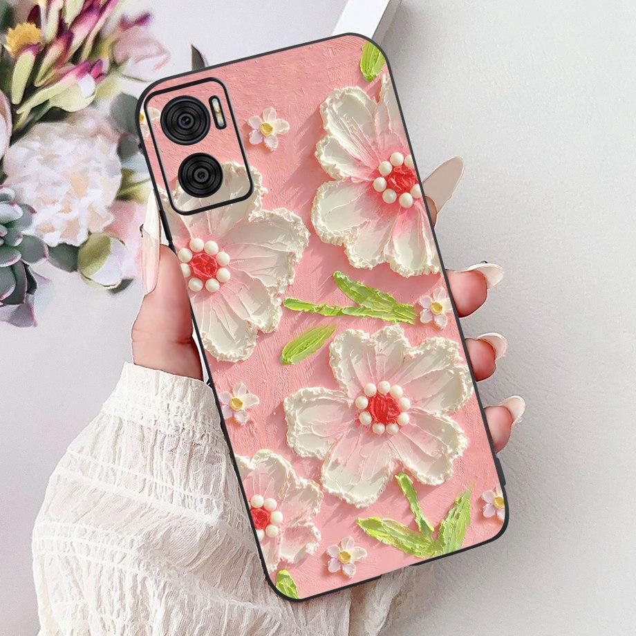 Phone Case For Motorola Moto E22 E22i E22s Motorola E20 E30 E40 E13 E14 Luxury Girly Cartoon Cover Soft Matte Silicone Capa