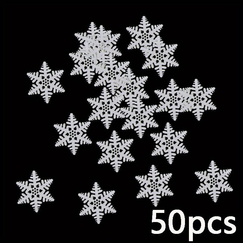 

50 шт. Белые Деревянные Снежинки Рождественские Украшения Xmas Деревянный Подвес для 2026 Нового Года Navidad Natal Noel Домашнее Украшение