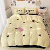 Girls Pink Bedding Set with Bow Korean Breathable Duvet Cover No Filler Flat Sheet Pillowcases Mix Color Comforter Cover Set