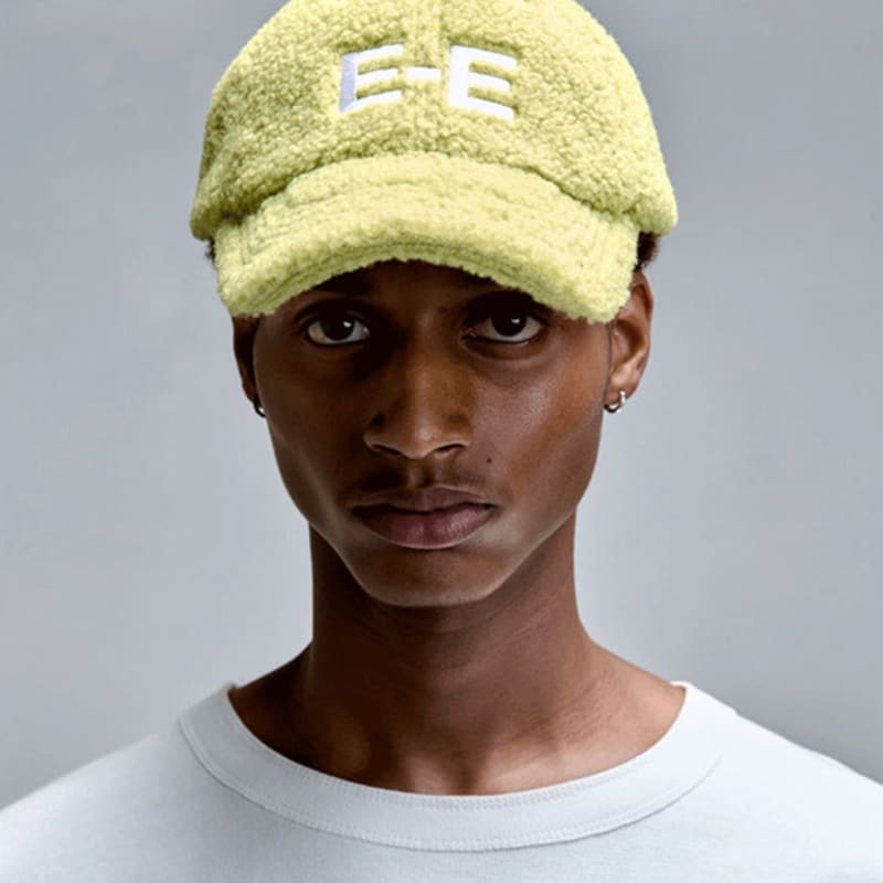 

ERER Embroidered Detail Fleece Baseball Cap Yellow Green F