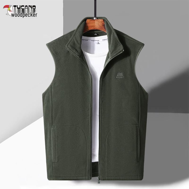 

Woodpecker Men s Plus Velvet Thick Warm Vest - Autumn/Winter Sleeveless Jacket for Middle-Aged and Elderly XL 125-140 lbs