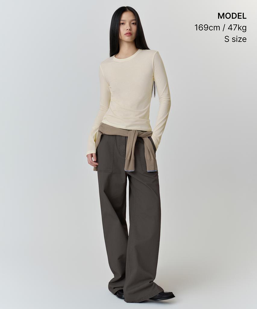 MUSINSA STANDARD WOMAN Women'S Sheer Slim Long Sleeve T-Shirt [Butter Cream]