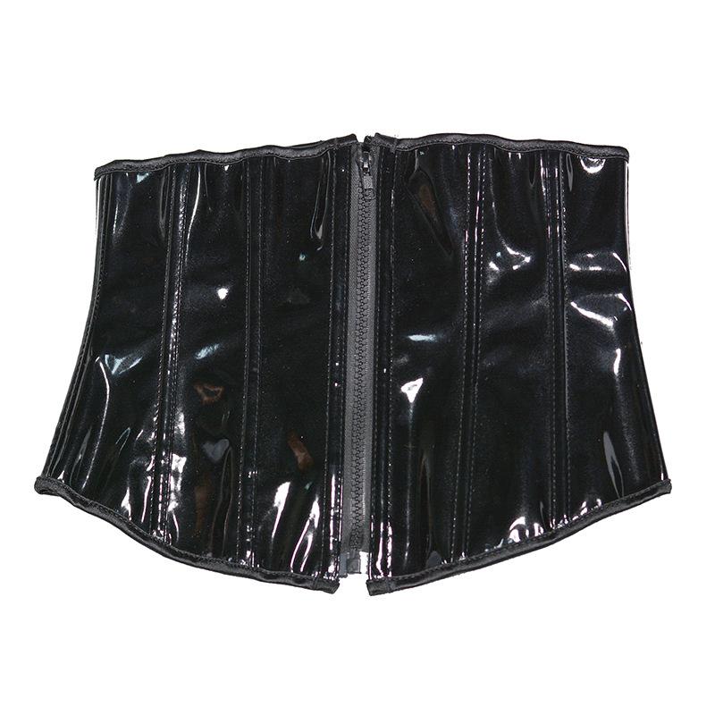 Zipper PVC PU Leather Steampunk Gothic Waist Trainer Breathable Underbust Corset Bustier Xxs