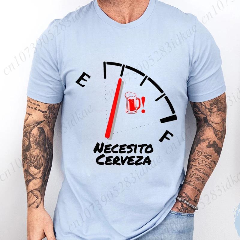 Fashion Casual T-shirt NECESITO CERVEZA Print Men Tshirts Trendy Tee Top Clothes for Summer Drinking Beer T Shirt Fashion Tops