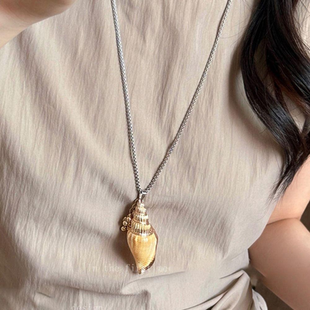 Jewelry Shell Pendant Necklace Scallop Ocean Style Beach Choker Trendy Conch Clavicle Chain  Summer