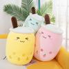 Kawaii Fruit Drink Plush Stuffed Soft Pink Strawberry Milk Tea Plush Boba Tea Cup Toy Bubble Tea Pillow Cushion Kids Gift