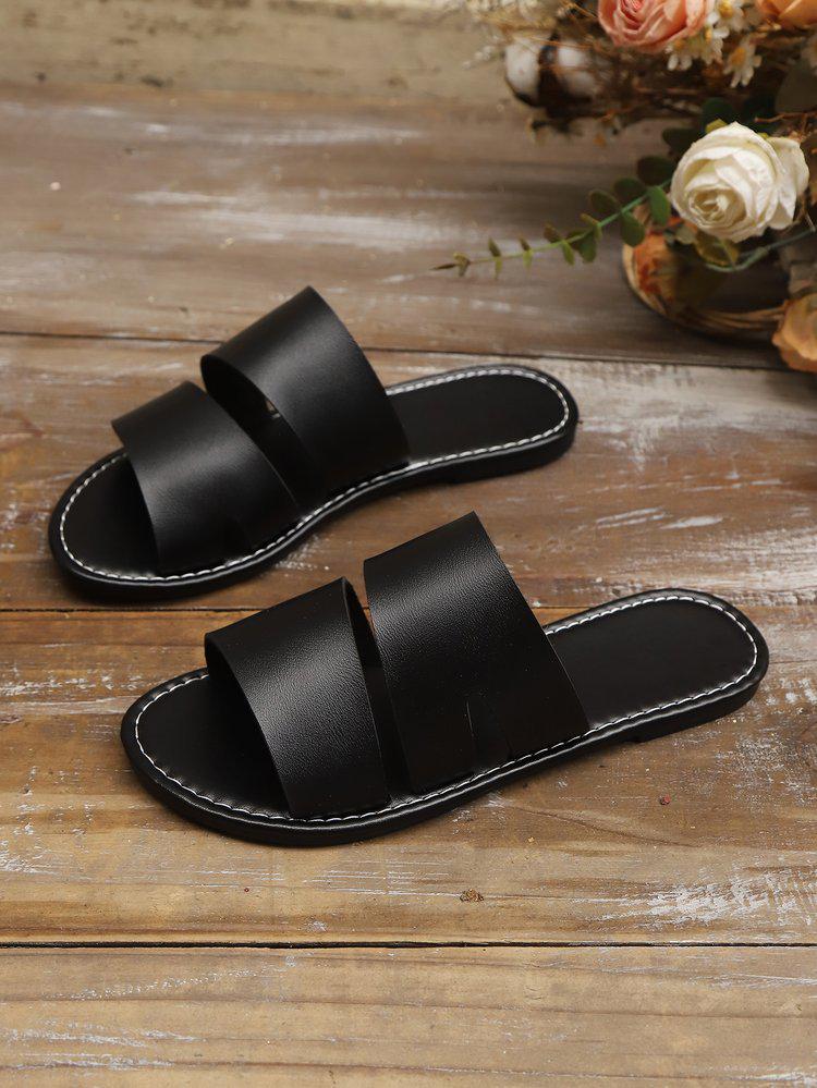 Trendy Women's Plus Size Round Toe Summer Slippers, Lightweight & Stylish for Outdoor Wear