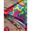 Ladies Large Bohemian Color Pattern Printed Top, Casual Crew Neck Short Sleeve T-Shirt