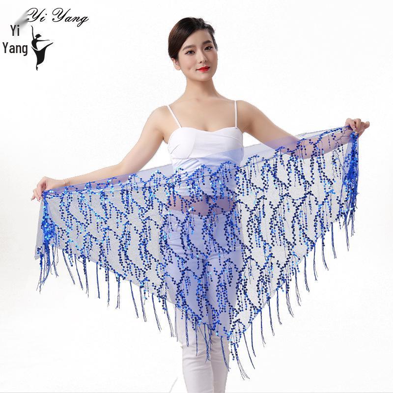 Sequin Tassel Belly Dance Triangle Scarf Waistband for Performance