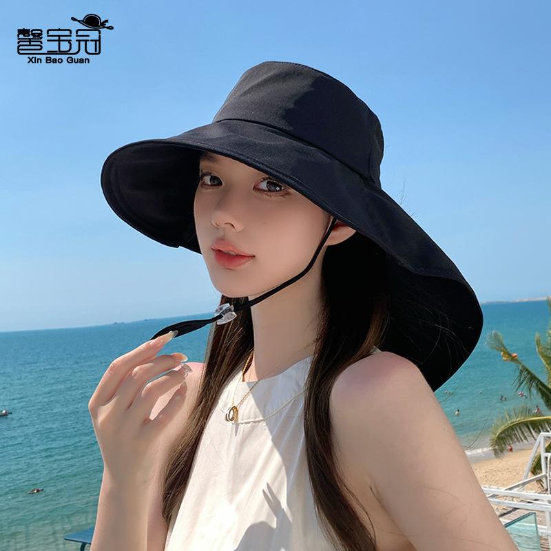 8464 Sommer faltbarer Beutelhut Outdoor-Mode vielseitiger Sonnenschutzhut Damen Krempe Schal Sonnenschutz Eimerhut