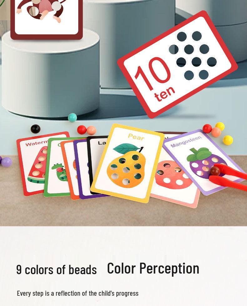Montessori Clamping Beads: Number & Color Matching Wooden Puzzle Toy for Kids