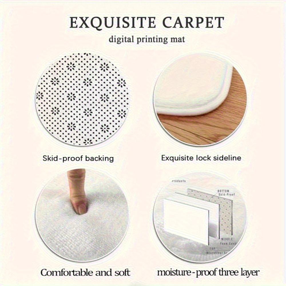 Elegant Rose Floral Round Rug Brown and  Beige Non-Slip Floor Mat Washable 2D Flat Print Area Rug for Living Room Bedroom Decor