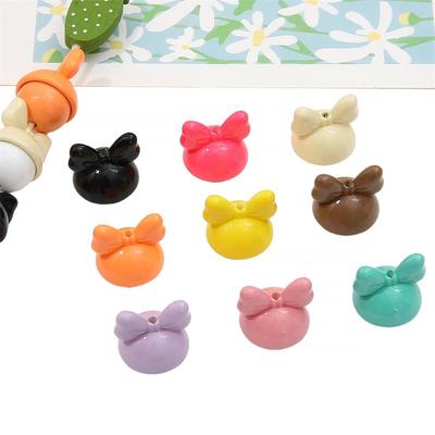 4pcs 20mm Acrylic Rabbit Bow Beads Charm for Necklace Keychain DIY Jewelry Craft Making