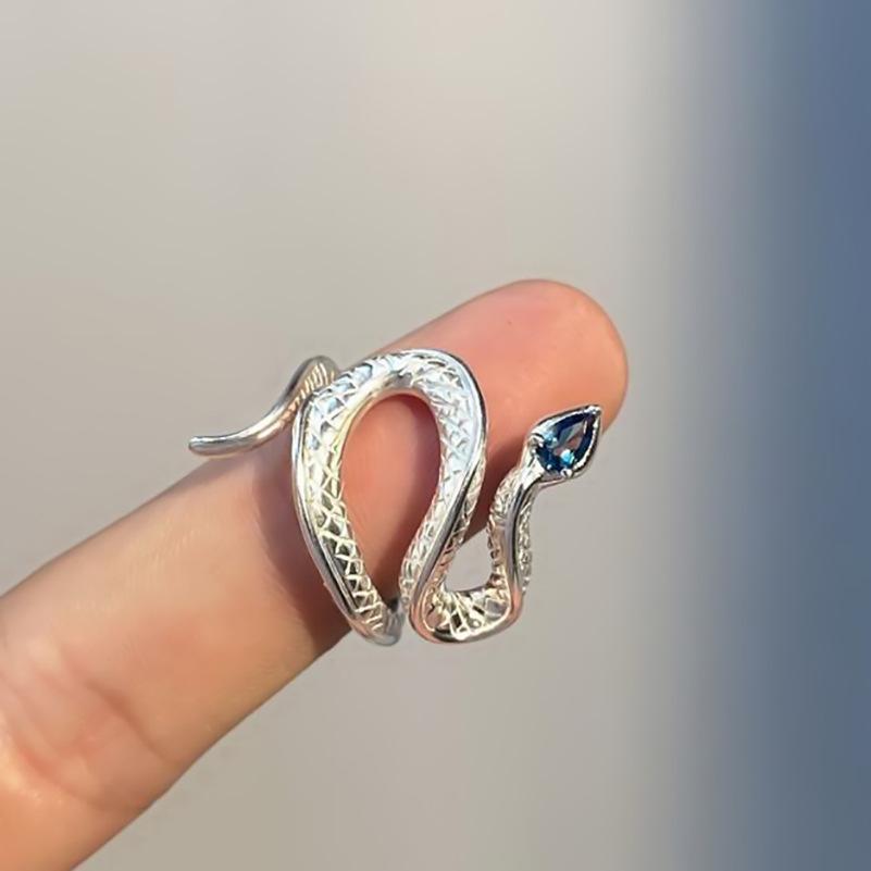 New Serpentine Ring Women's Topaz Fashion Personality Cold Wind Men's Light Luxury Opening Adjustable Ring