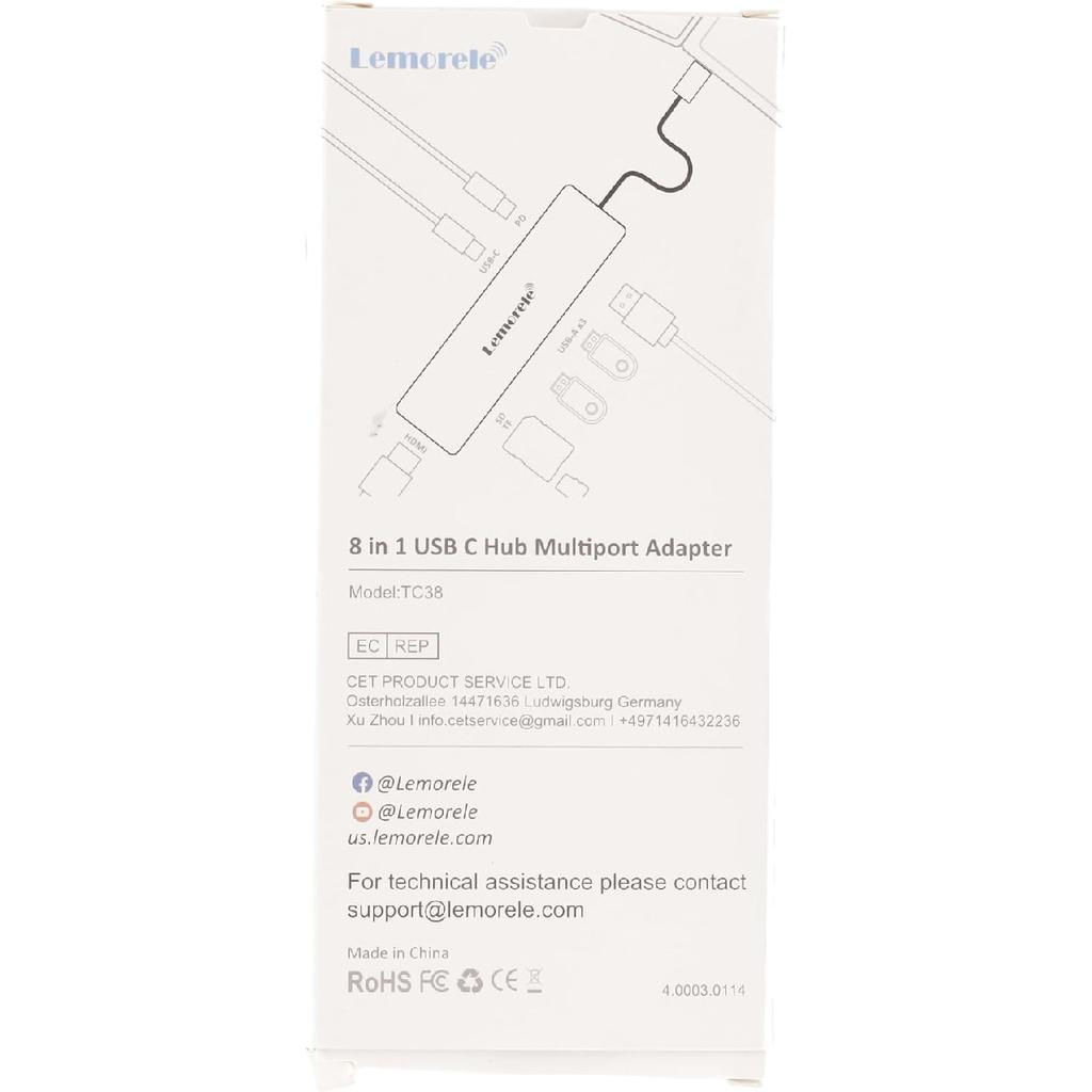 USB C Hub USB C To HDMI MultiPort Adapter for MacBook Pro, 7 In 1 Dongle with 4K HDMI/100W PD/USB 3.0 & 2.0/ SD/TF Card Reader Compatible for MacBook